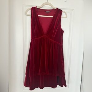 Gianna Bini red velvet tiered mini dress